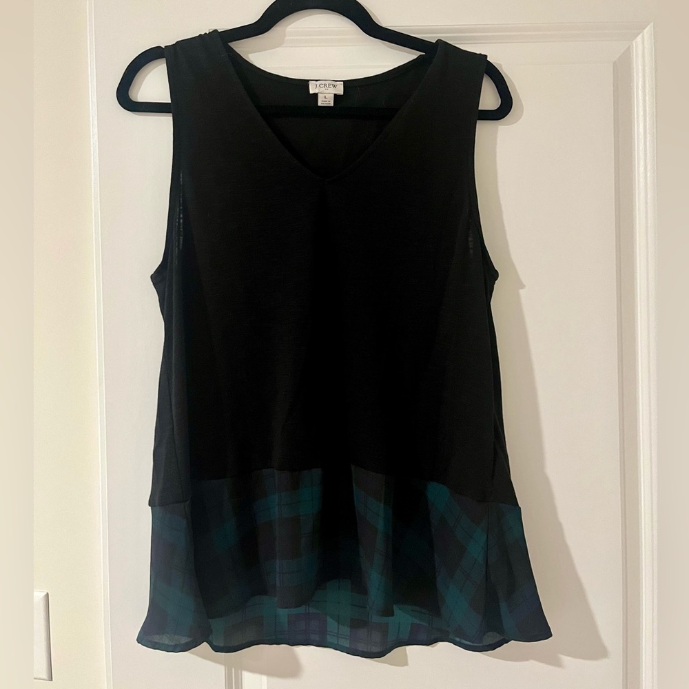 J. Crew Peplum Plaid Tank, Size L